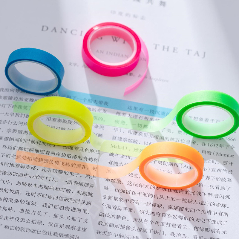 Correction Tape Roller - กระดาษโน้ตเขียนได้หลากสี 5 ม้วน, เทปทําเครื่องหมายเน้นข้อความแบบถอดได้, ฉลากดัชนีซีทรู