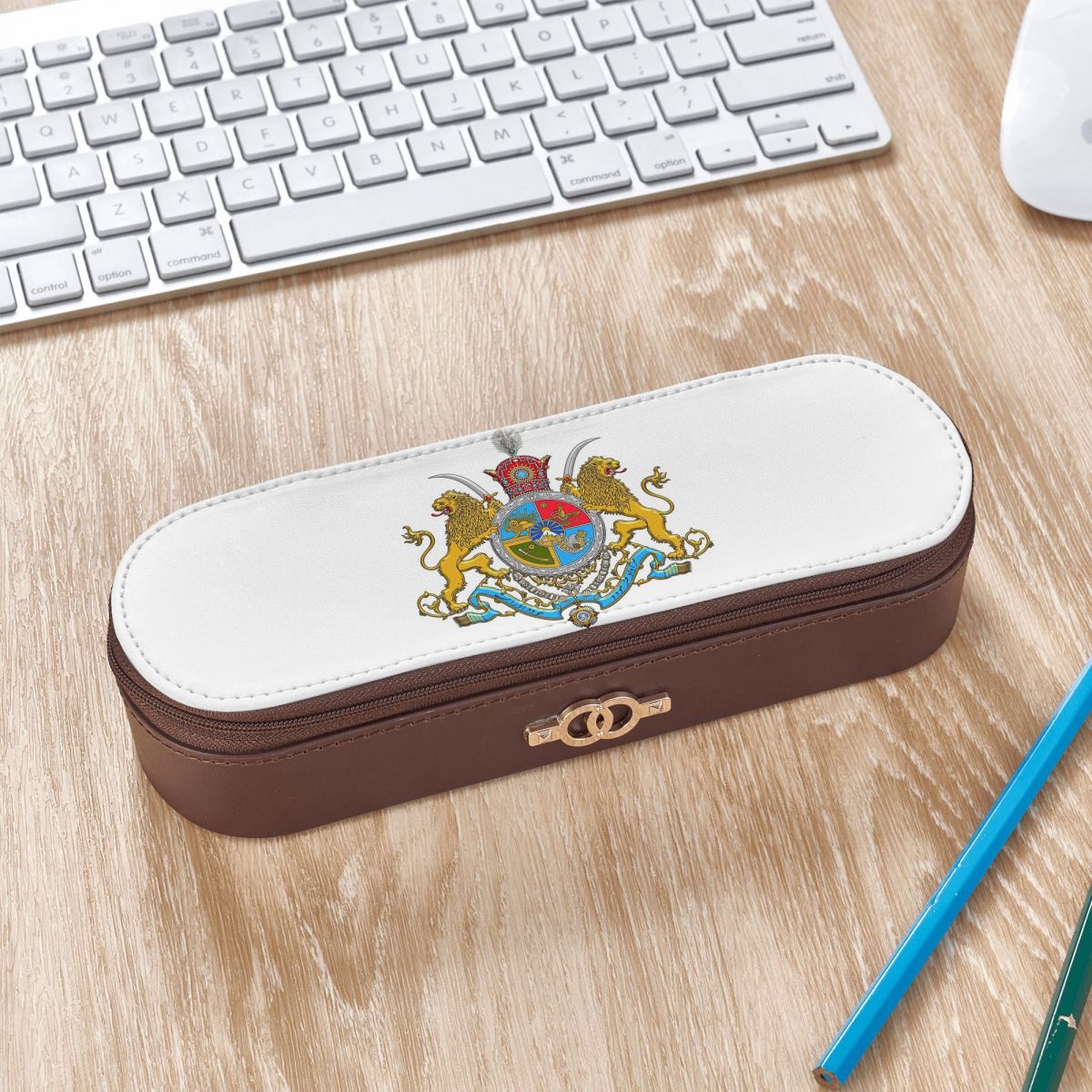 Lion Stationery & Office Supply(Kunshan)Co.Ltd - ตราสัญลักษณ์ธงชาติอิหร่าน ลายพระอาทิตย์และสิงโต กล่องใส่ดินสอหนัง ที่ใส่ปากกา กล่องเก็บเครื่องเขียน กล่องใส่ปากกา