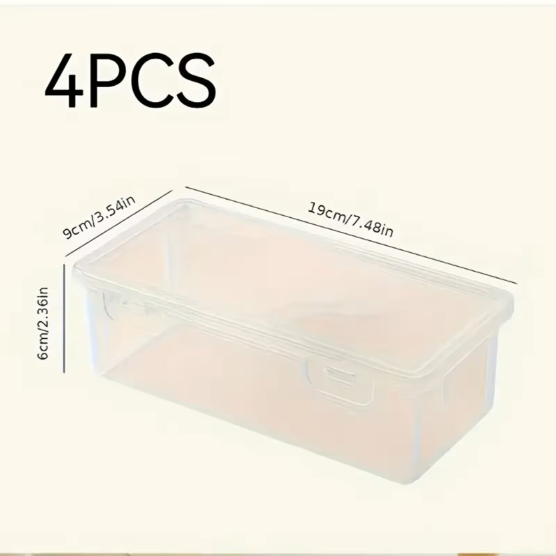 Stationery And Office Supply Stores - กล่องเก็บของ PP ใสขนาดใหญ่ 4 กล่องพร้อมฝาปิด ใช้สำหรับเก็บอุปกรณ์สำนักงาน