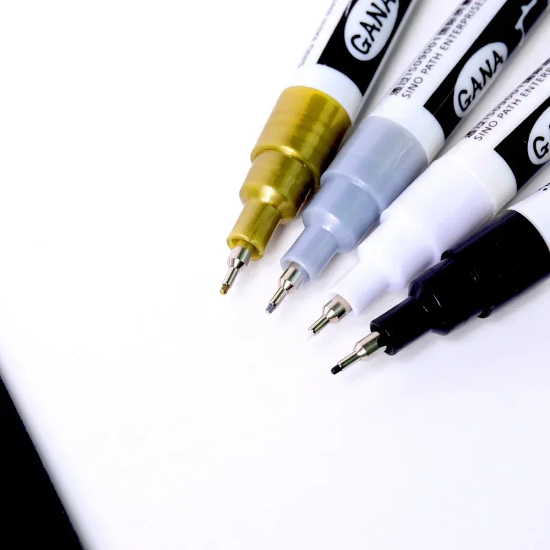 Whiteboard Marker Set - 4 ชิ้น/เซ็ตน้ํามันสีขาวสีดําถาวรเครื่องหมายปากกา 0.7 มม.Extra Fine กันน้ํา,