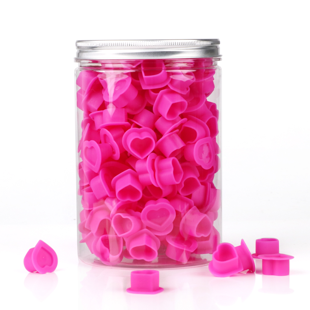 Calligraphy Ink Bottle - 200ชิ้นสักถ้วยหมึกรูปหัวใจทิ้งซิลิโคนสักเม็ดสีถ้วยคิ้วสีเม็ดสีถ้วยสักรงควัตถุผู้ถือ