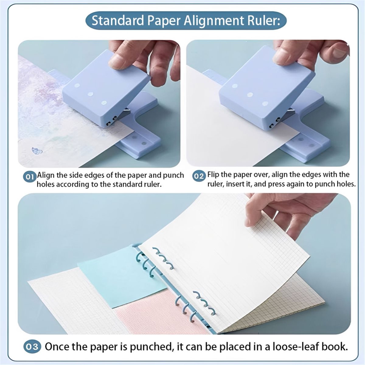 Paper Punch 3 Hole - 【คูปองสำหรับผู้ใช้ใหม่!】เครื่องเจาะกระดาษแบบมือถือ 3 รู, เครื่องเจาะรูอเนกประสงค์ขนาดเล็กสำหรับงานสแครปบุ๊ค, งานประดิษฐ์กระดาษ, เจาะได้