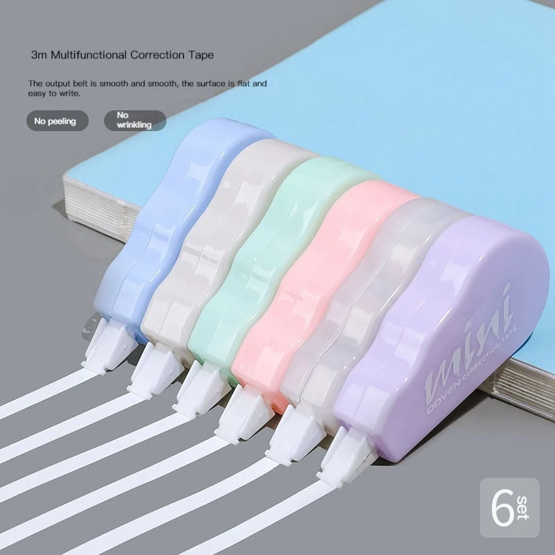 Correction Tape Roller - 6 ชิ้น/แพ็คเทปแก้ไขของขวัญส่งเสริมการขาย South Korea เครื่องเขียนน่ารักสาวแบบพกพา Mini