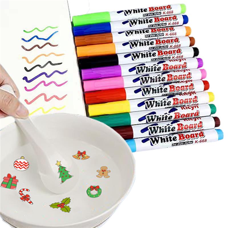 Whiteboard Marker Set - ปากการะบายสีน้ำสุดมหัศจรรย์ปากกาเมอร์สีขาวปากกาเขียนเล่นปากกาเจลแบบเส้นขยุกขยิกปากกาน้ำเพื่อการศึกษาปฐมวัยอุปกรณ์ศิลปะ