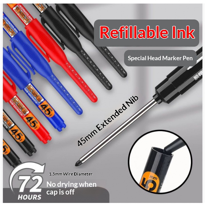 Whiteboard Marker Set - ปากกามาร์คเกอร์แบบหัวแหลมยาว 45 มม. 12/2 ชิ้น สำหรับเขียนบนพื้นผิวที่มีรูลึก