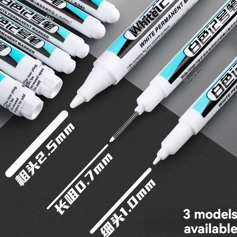 Whiteboard Marker Set - 1/10/20 ชิ้นสีขาวปากกามาร์กเกอร์ถาวรชุด 0.7/1.0/45 มม.ปากกาสีปากกาหมึกสำหรับพลาสติกหนังแก้วหินโลหะอุปกรณ์ศิลปะ