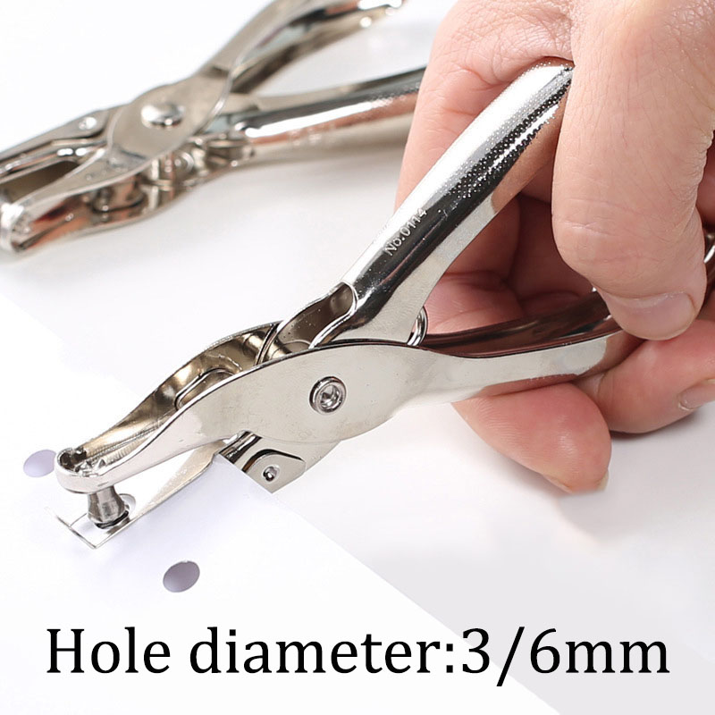 Paper Punch 3 Hole - เครื่องเจาะกระดาษแบบมือถือ ขนาดรู 3/6 มม. แบบกล่อง เจาะรูเดี่ยว