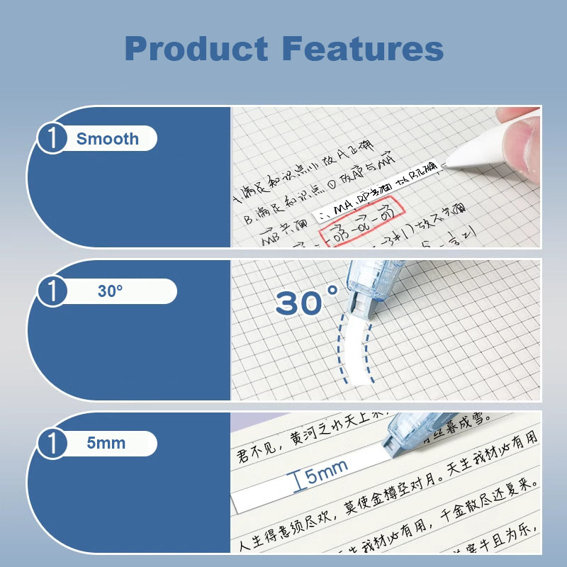 ชุดเทปลบคำผิดแบบกดขนาด5มม. * 1 - Correction Tape Roller บทวิจารณ์และราคา