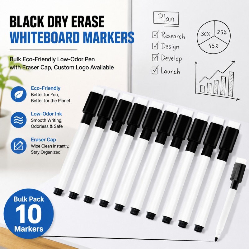 ปากกาไวท์บอร์ดสีดำแบบลบได้ ปาก - Whiteboard Marker Set บทวิจารณ์และราคา