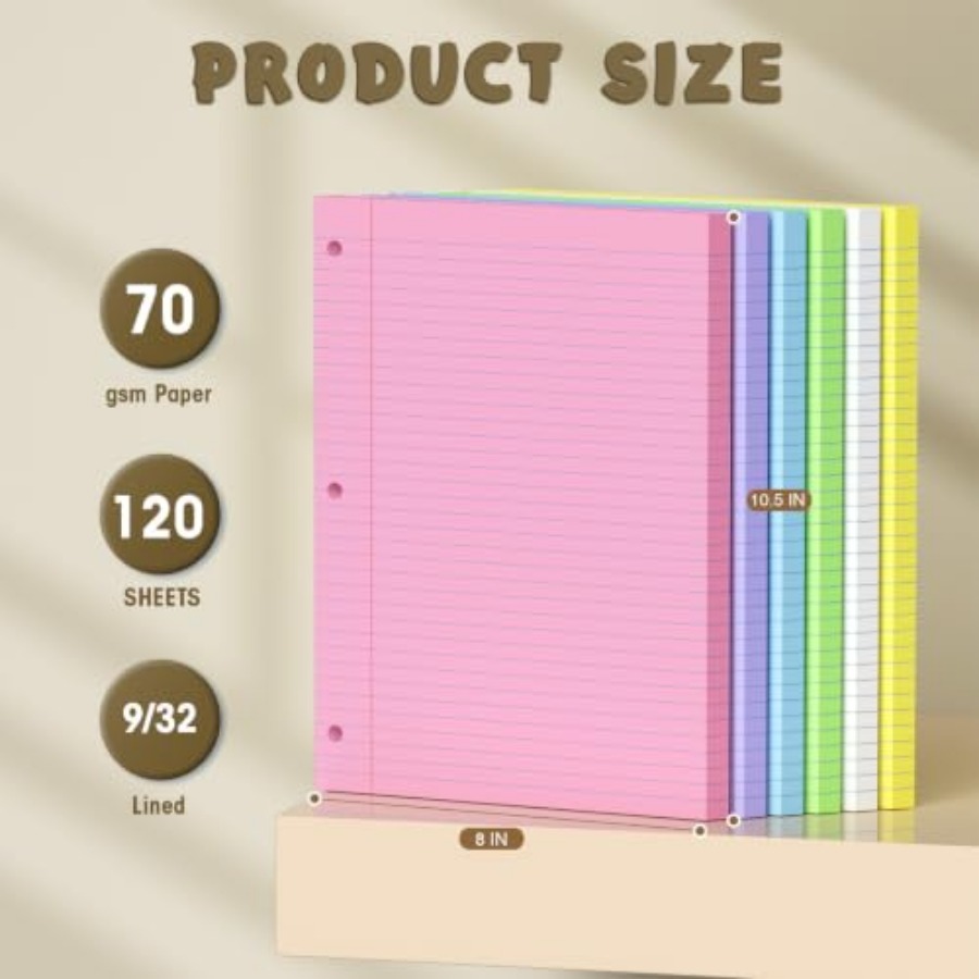 กระดาษสี 120 แผ่น ขนาด 8x10.5  - Paper Punch 3 Hole บทวิจารณ์และราคา